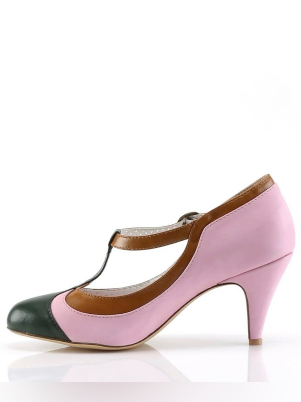 Pinup Couture Peach-03 Pink T-Strap Retro Pumps Heels Size 8 NWB - Picture 4 of 9